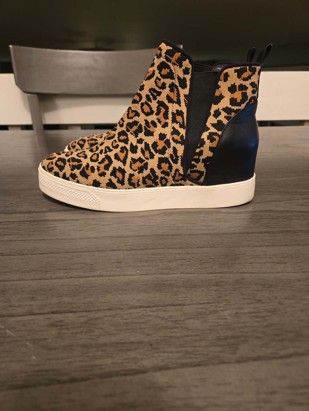 Steve Madden Leopard-Print Hidden Wedge Sneaker in Tan and Black